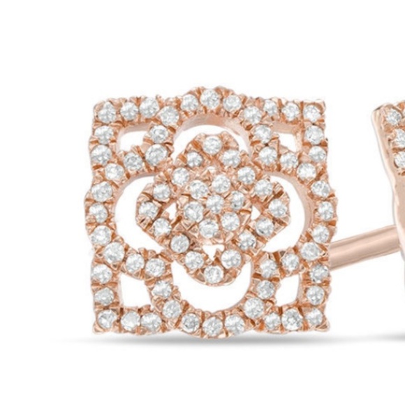 Vintage 10k Diamond Rose Gold Earrings - Picture 2 of 13